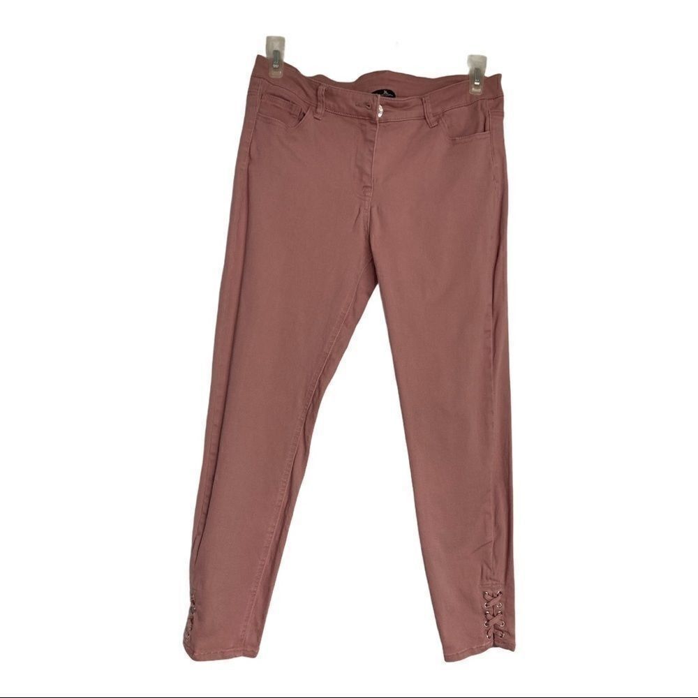 JULES & LEOPOLD,Pink Skinny Jeans, Lace Up ankles, Cropped‎